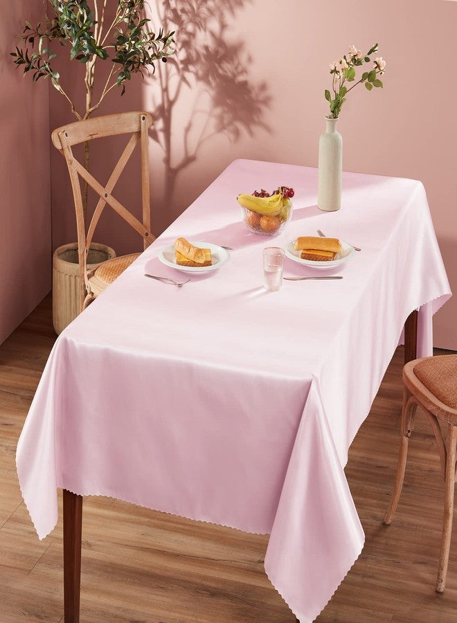 Homiest Satin Tablecloth, 60 x 84 Inches Light Pink, Bright Overlay, Silky Rectangle Table Decorations, Dining Table Cloths for Wedding, Graduation, Banquet - Image 2
