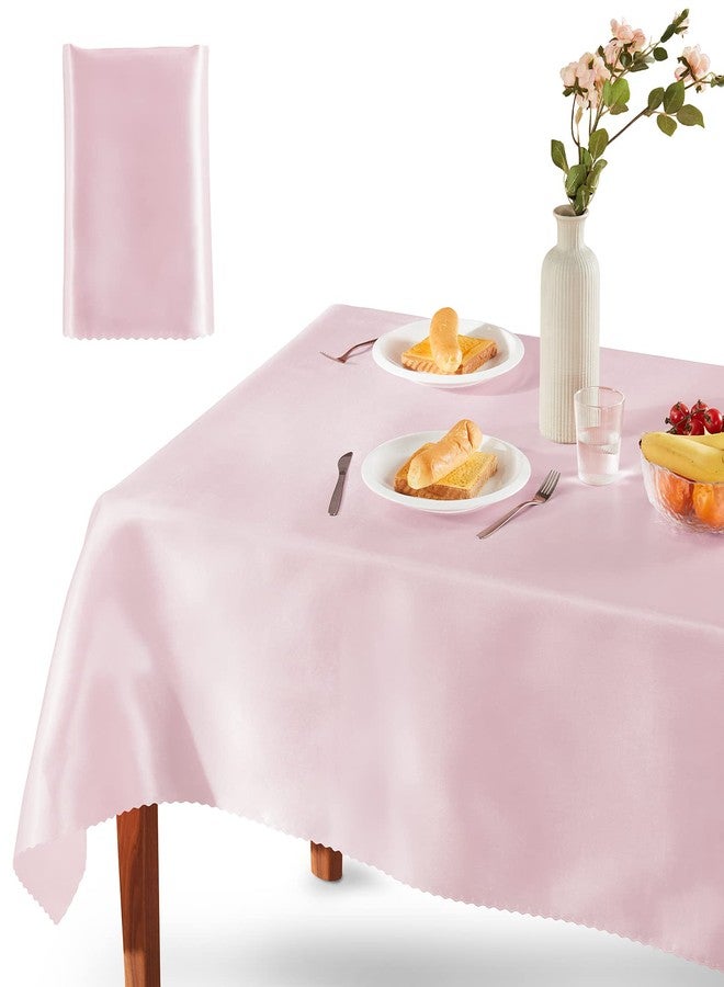 Homiest Satin Tablecloth, 60 x 84 Inches Light Pink, Bright Overlay, Silky Rectangle Table Decorations, Dining Table Cloths for Wedding, Graduation, Banquet - Image 1