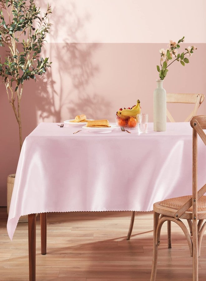 Homiest Satin Tablecloth, 60 x 84 Inches Light Pink, Bright Overlay, Silky Rectangle Table Decorations, Dining Table Cloths for Wedding, Graduation, Banquet - Image 3
