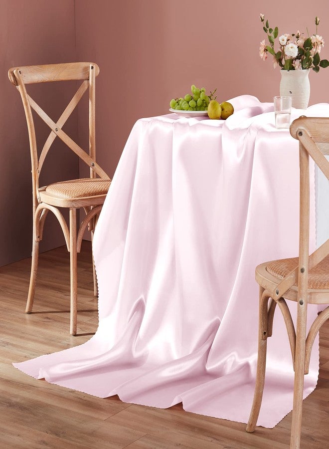 Homiest Satin Tablecloth, 60 x 84 Inches Light Pink, Bright Overlay, Silky Rectangle Table Decorations, Dining Table Cloths for Wedding, Graduation, Banquet - Image 4