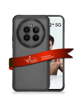 Wtech Soft Transparent TPU Silicone Ultra Thin Phone Stylish Electroplated Camera Border Kick Back Stand Case Cover For Realme 12+ / 12 Plus 5G 2024 Black  - Image 1