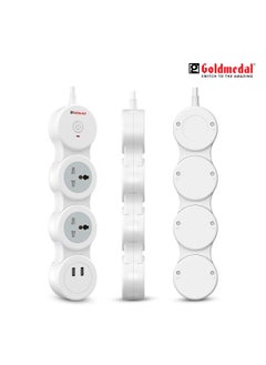 GOLD MEDAL Goldmedal Caterpillar 31 Spike Guard with USB White Dual USB Port 2 Outlet International Sockets with Safety Shutter HeavyDuty 18meter Cable Master Switch with Indicator for Home and Office  - Image 4