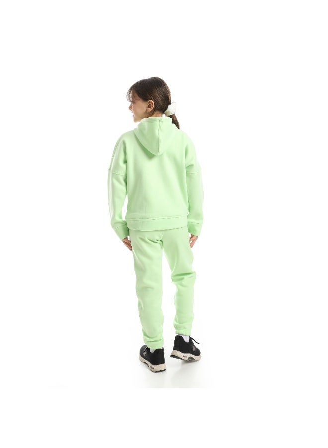 Caesar Girls' winter Melton tracksuit with chest print - Image 4
