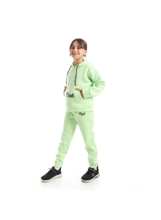 Caesar Girls' winter Melton tracksuit with chest print - Image 2