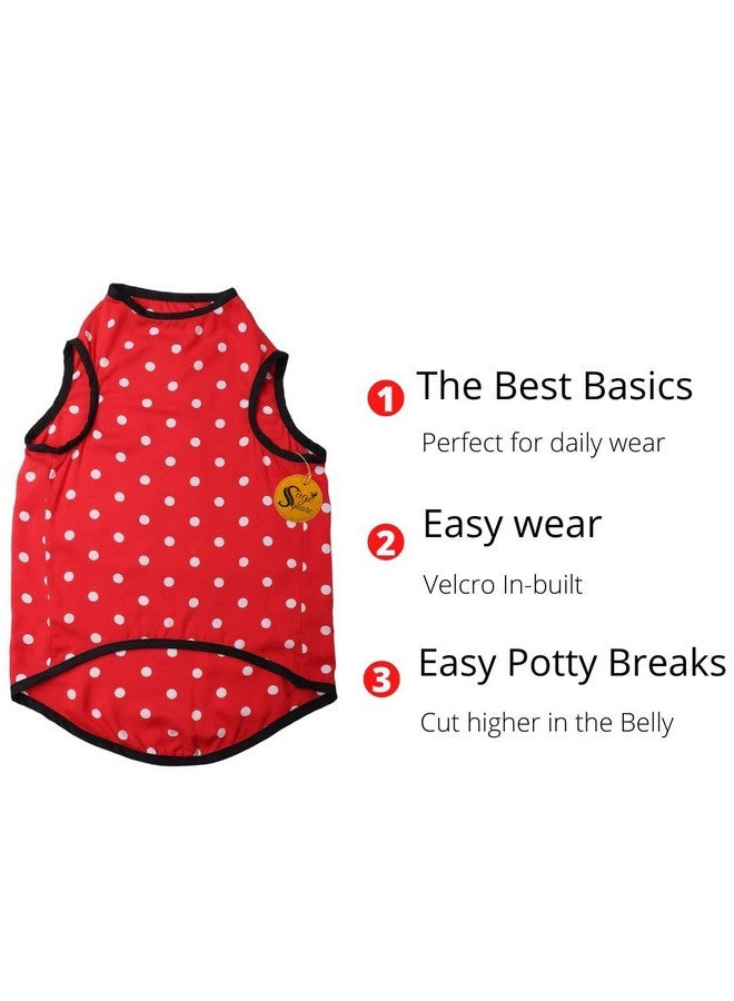 سايج سكوير تي شيرت مطبوع عليه صورة كلب مجنون، تي شيرت عصري للكلاب، خفيف الوزن وناعم للغاية، ملابس مريحة وجيدة التهوية للكلاب، ملابس عصرية (مقاس كبير جدًا - 24 بوصة) (أحمر بولكا) - Image 5