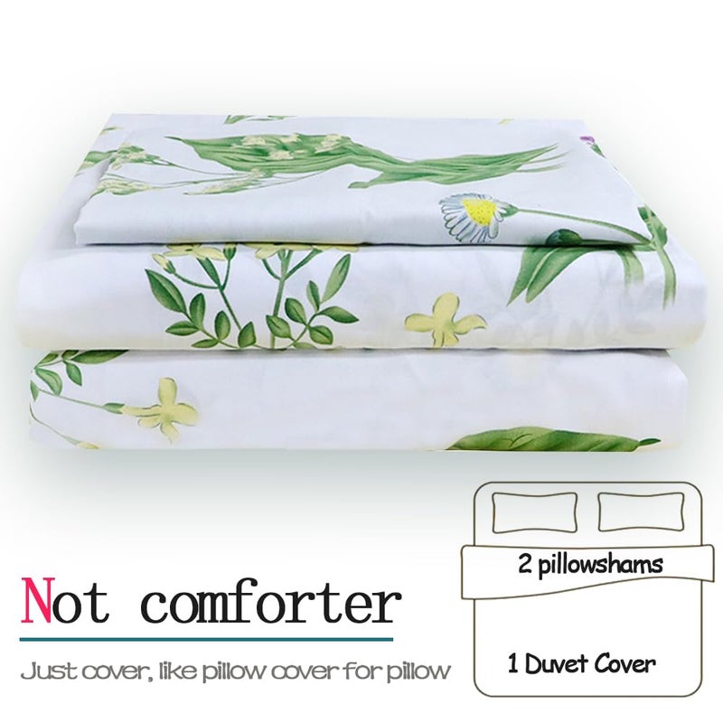 FADFAY Duvet Cover Set Full Shabby Green Daisy and Lavender Flowers Botanical Comforter Cover 100% Cotton with Hidden Zipper Closure 3-Piece, 1 Duvet Cover & 2 Pillowcases Full Size - Image 3