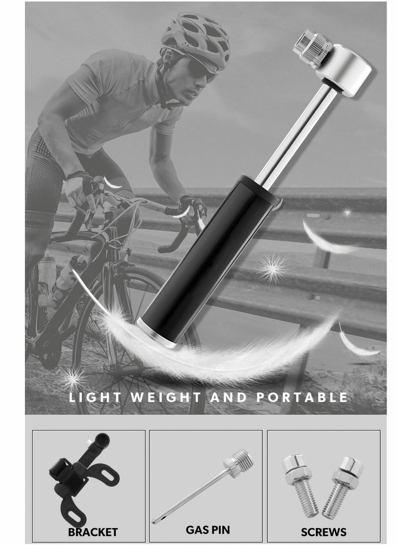 Excefore Mini Bike Pump Portable Pumps for All Bikes, 120PSI High Pressure Bicycle Hand Pump, Tyre Small Lightweight Presta Schrader Valve with Ball Needle, Balloon Needle  - Image 5