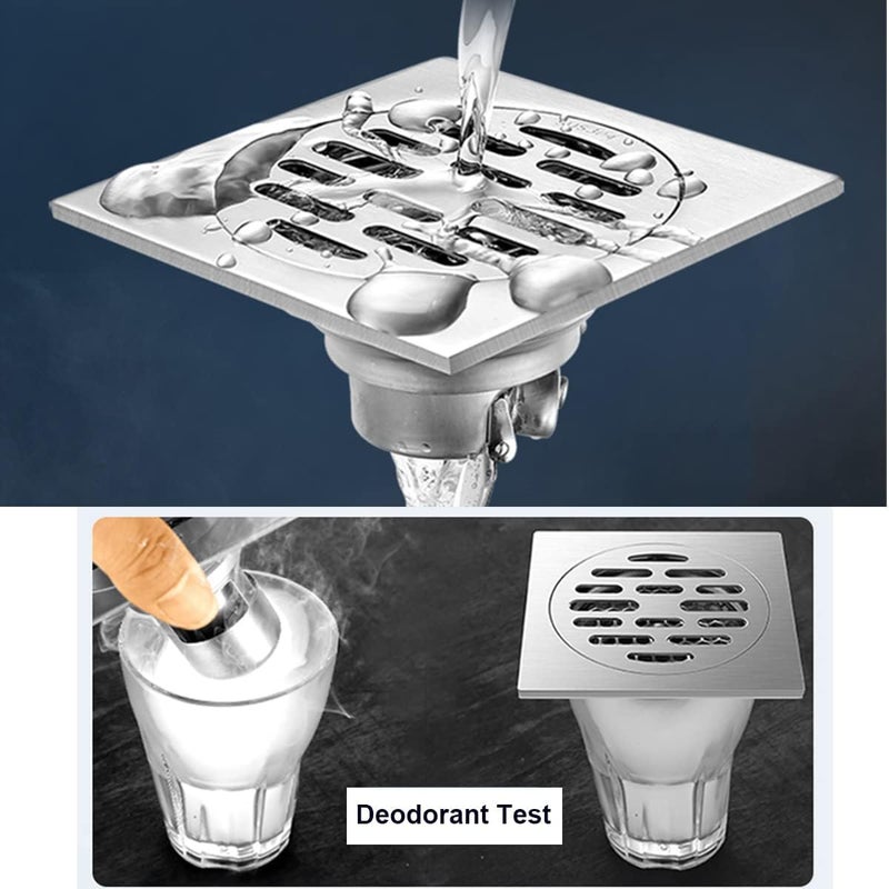 Excefore Stainless Steel Floor Drain Filter, Square Waste Drain Cover With Removable Strainer and Deodorizing Core for Kitchen, Bath, Sink Water Pipe - Image 5