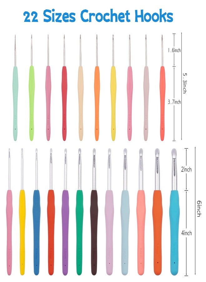 BsHooker Bs 22 Sizes Crochet Hooks Set with Storage Case，0.5mm-10mm Crochet Hooks with Ergonomic Soft Handle for Arthritic Hands，Crochet Kit for Beginners，Blue - Image 3