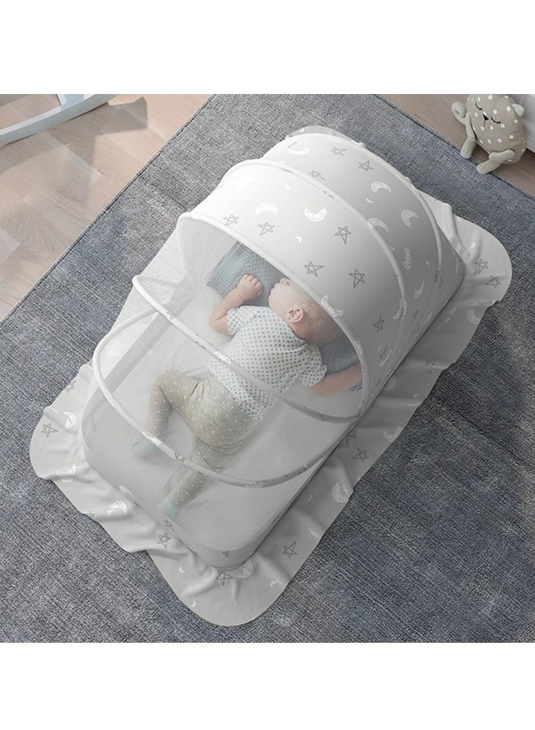 Portable and multifunctional foldable baby mosquito net,effectively shields against insect disturbances,providing a safe and comfortable sleeping environment for your baby,suitable for home and travel use,with a starry sky pattern.  - Image 1