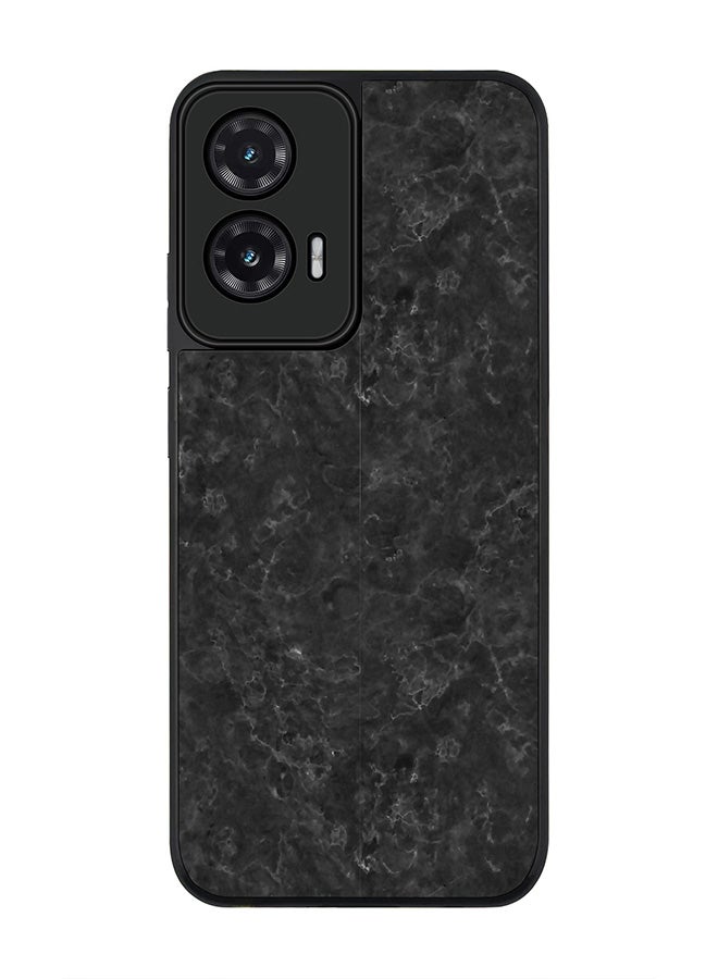 Stylizedd غطاء لموتورولا موتو G35، حماية كاميرا نحيفة، غطاء هاتف مضاد للصدمات - نسيج رخام أسود