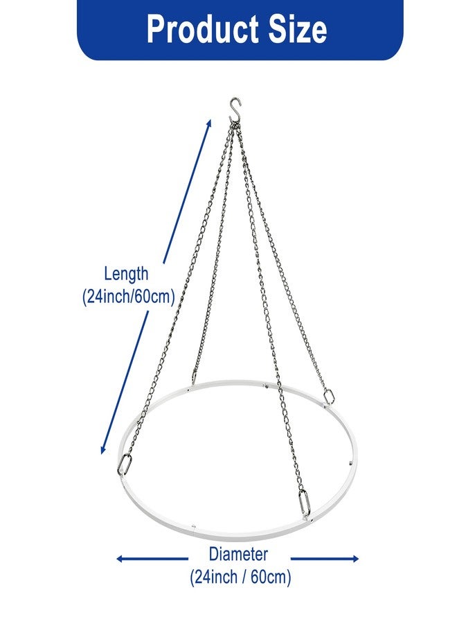 Hecis Ceiling Drapes Hanging Kit, 24 Inch Round Ceiling Canopy Hoop Hardware Kit, White Metal Ceiling Draping Kit for Ceiling Drape Hanging Hoop Ring Kit for Wedding Ceremony Ceiling Decorations - Image 2