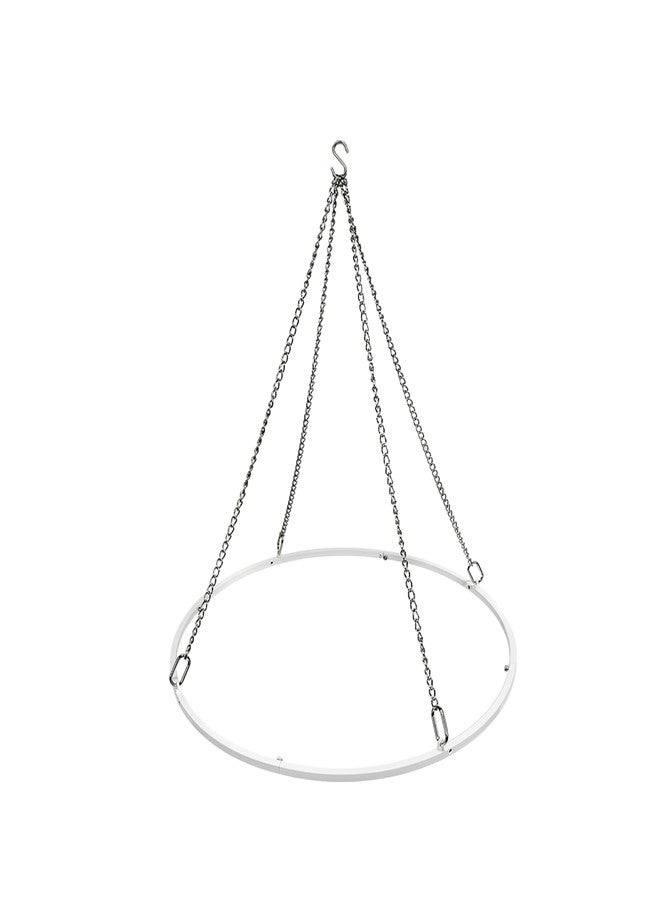Hecis Ceiling Drapes Hanging Kit, 24 Inch Round Ceiling Canopy Hoop Hardware Kit, White Metal Ceiling Draping Kit for Ceiling Drape Hanging Hoop Ring Kit for Wedding Ceremony Ceiling Decorations - Image 1
