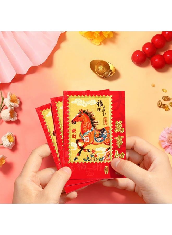 ELLZK Chinese Red Envelopes Chinese New Year Horse 2026 Chinese New Year Lunar New Year Decorations Lucky Money Envelopes Gifts(6 Patterns 36 Pcs) Chinese Stamp Style - Image 4