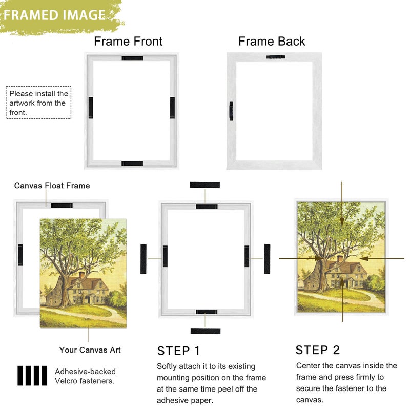 Abtgt 12x16 Canvas Floating Frame with 0.9" Deep, White Floater Frame for Canvas Paintings with Adhesive, Vertical or Horizontal Wall Art frame for Prints Oil Painting Diamond Decor, 1 Pack. - Image 2