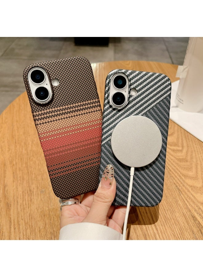 HaDoii Magnetic Case for iPhone 17, Ultra-Thin & Lightweight MagSafe Cover, Kevlar Carbon Fiber Texture with Caseless Feel – Sunset - Image 2