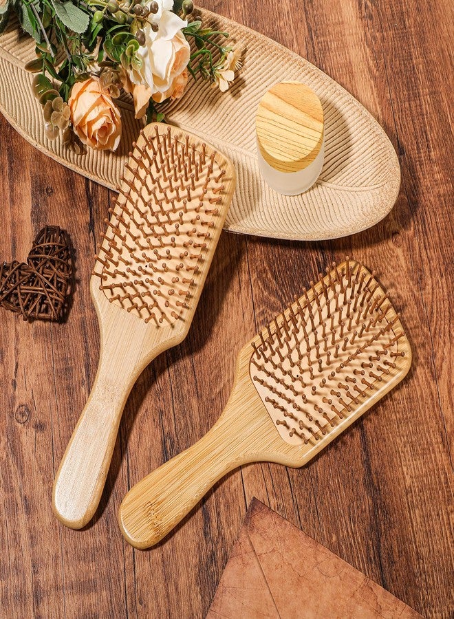 Wanmu 6 Pcs Bamboo Hair Brush Bulk Natural Wooden Paddle Brush Round-tipped Bamboo Bristles Detangling Brushes, Lightweight Massage Anti Static for Women Men and Children for Hair Growth (9.84'' × 3.4'') - Image 3
