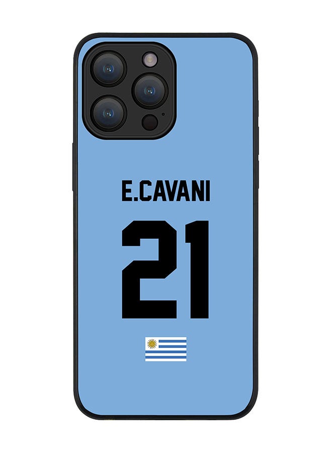 Stylizedd Cover for iPhone 15 Pro Case Rugged Black Slim fit Flexible Protective Phone Cases - Football Team - Uruguay Player Name - E.Cavani - Image 1