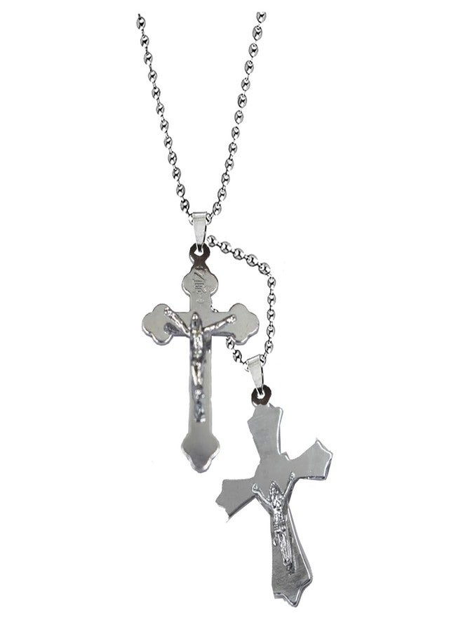 AFH INRI Holy Cross Twin Pendant Necklace Brass Rope Chain For Men And Women