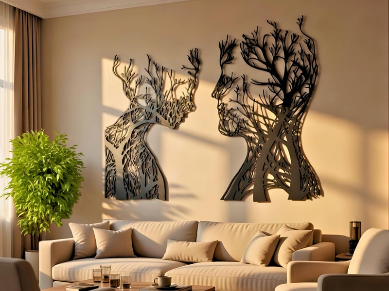 Vailla Tree of Life Wooden Wall Art Set of 2 - Image 1