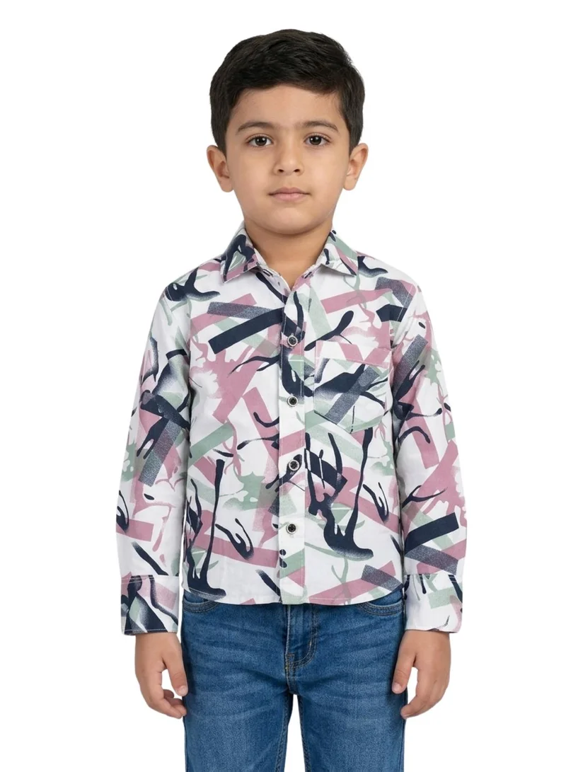 babyqlo Boys Pink Abstract Printed Casual Shirt