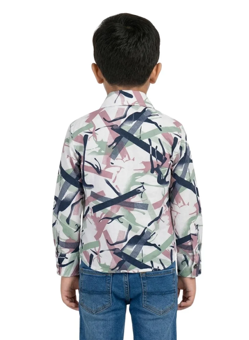 babyqlo Boys Pink Abstract Printed Casual Shirt