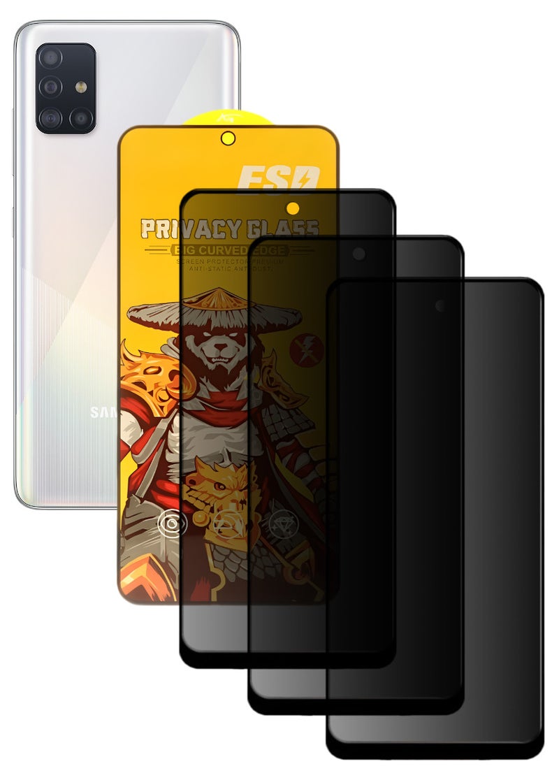 ESD 3 Pieces Tempered Dustproof Privacy Glass Screen Protector Compatible For Samsung Galaxy A51 - Image 1