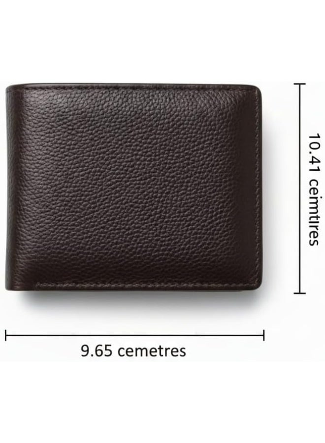 Mens Wallet RFID Genuine Leather Bifold, ID Window, 12 Card Holders (dark brown) - Image 4