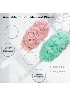 PPHAO BASIC PPHAO - Loofah on a Stick for Men - Bath Brush Long Handle for Shower Elderly - Body Loofah Sponge for Women - Plastic Loofah - Bath Body Brush - Green and Pink Loofah - 2Pack  - Image 4