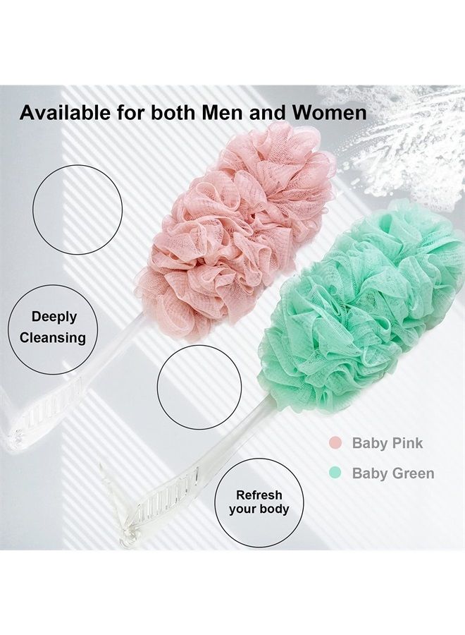 PPHAO BASIC PPHAO - Loofah on a Stick for Men - Bath Brush Long Handle for Shower Elderly - Body Loofah Sponge for Women - Plastic Loofah - Bath Body Brush - Green and Pink Loofah - 2Pack - Image 4