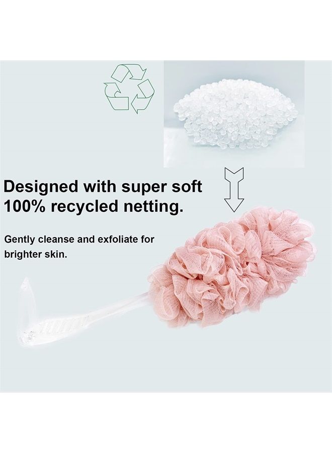 PPHAO BASIC PPHAO - Loofah on a Stick for Men - Bath Brush Long Handle for Shower Elderly - Body Loofah Sponge for Women - Plastic Loofah - Bath Body Brush - Green and Pink Loofah - 2Pack - Image 5