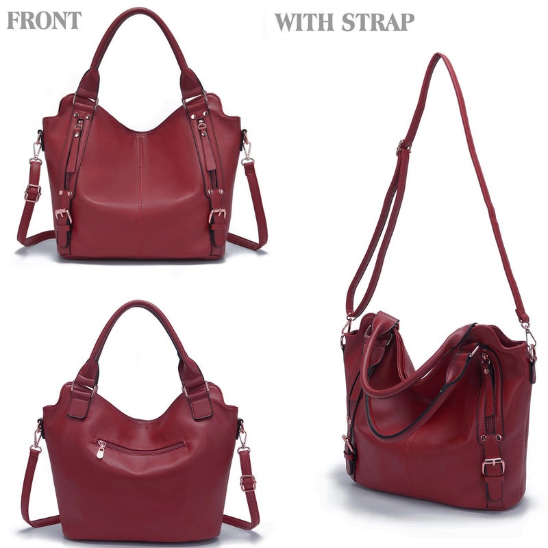 Soperwillton Purses for Women Large Shoulder Handbag Tote PU Leather Hobo Crossbody Bag Ladies Wallet Set 4pcs - Image 2