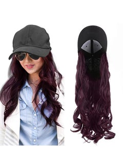 SEGO SEGO Baseball Cap with Hair Extensions for Women Heat Resistant Synthetic 16 Adjustable Long Wavy Hairpiece Replacement Wigs in Hat for Girls 