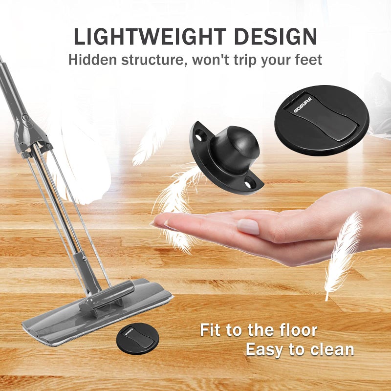 GOSURE Floor Mount Magnet Door Stopper - Invisible Magnetic Door Stop, Magnets Door Stops Wall Prop Hold Open Doorstop, with 3M Adhesive No Drilling, for Home Office Bedroom Door Stop (Black, 1pcs) - Image 4