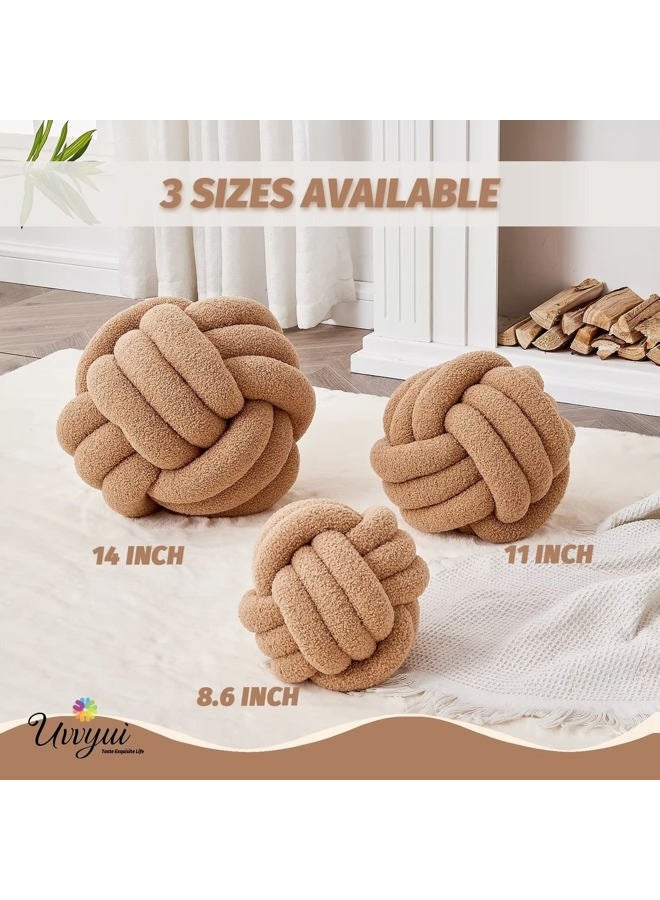 Uvvyui وسادة كروية مربوطة، وسائد زخرفية ناعمة للمنزل، وسادة رمي دائرية، وسادة محشوة مصنوعة يدويًا، وسادة بوقل دائرية (8.6 بوصة كاكي) - Image 2
