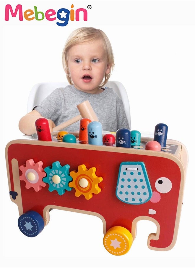MEBEGIN - Wooden Hammering and Pounding Toys For Toddlers Educational Wooden Toy for Boys Girls Birthday Gift,Whack a Mole Game for Toddlers,Xylophone Gopher, Mouse and Hamster, Gift for 3+ Years - Image 1