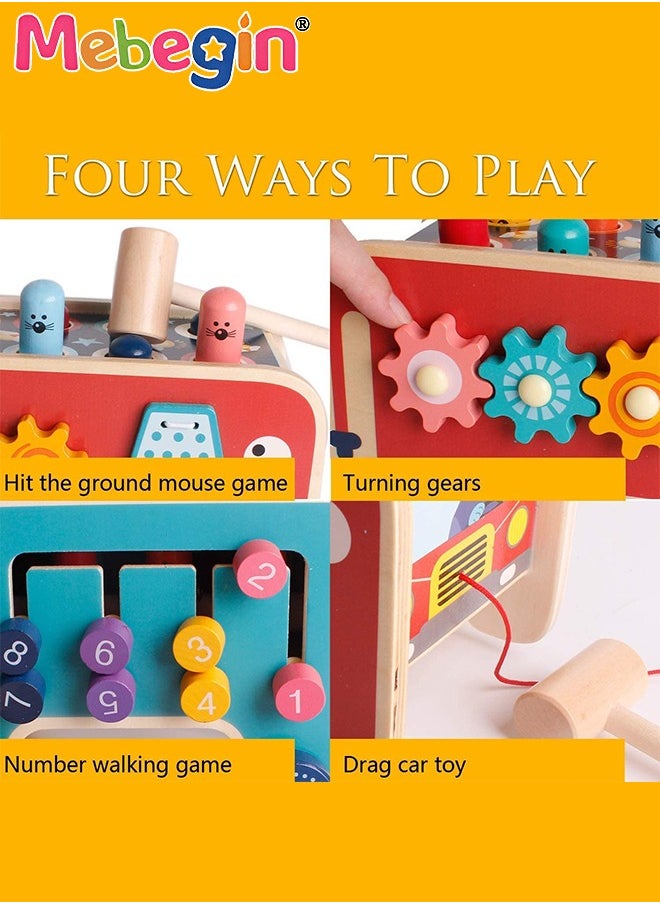 MEBEGIN - Wooden Hammering and Pounding Toys For Toddlers Educational Wooden Toy for Boys Girls Birthday Gift,Whack a Mole Game for Toddlers,Xylophone Gopher, Mouse and Hamster, Gift for 3+ Years - Image 1