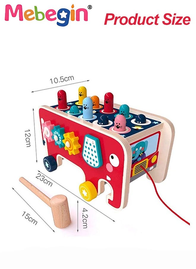 MEBEGIN - Wooden Hammering and Pounding Toys For Toddlers Educational Wooden Toy for Boys Girls Birthday Gift,Whack a Mole Game for Toddlers,Xylophone Gopher, Mouse and Hamster, Gift for 3+ Years - Image 1