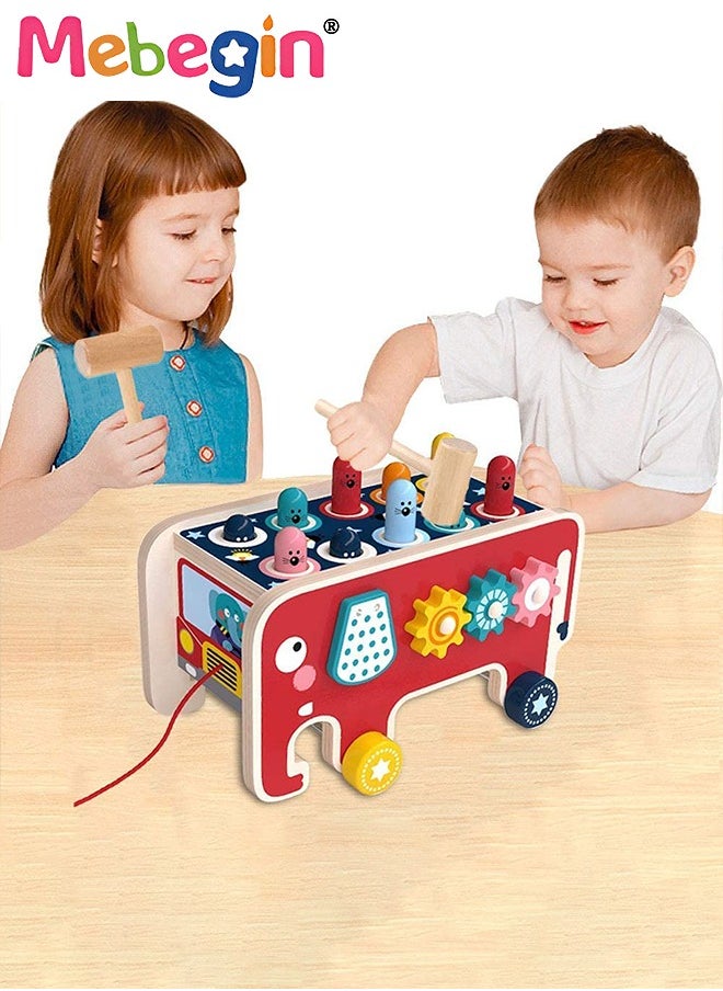 MEBEGIN - Wooden Hammering and Pounding Toys For Toddlers Educational Wooden Toy for Boys Girls Birthday Gift,Whack a Mole Game for Toddlers,Xylophone Gopher, Mouse and Hamster, Gift for 3+ Years - Image 1