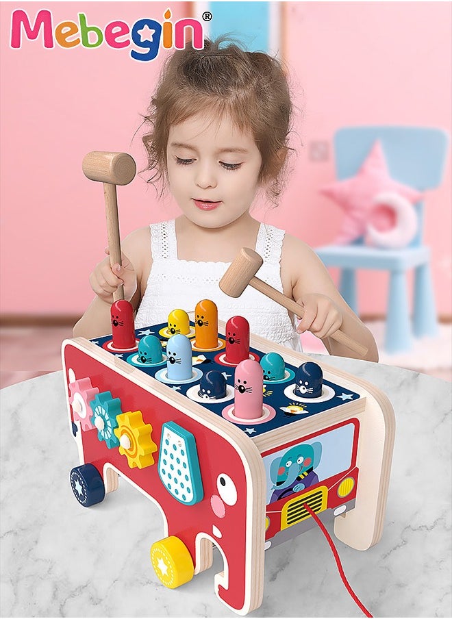 MEBEGIN - Wooden Hammering and Pounding Toys For Toddlers Educational Wooden Toy for Boys Girls Birthday Gift,Whack a Mole Game for Toddlers,Xylophone Gopher, Mouse and Hamster, Gift for 3+ Years - Image 1