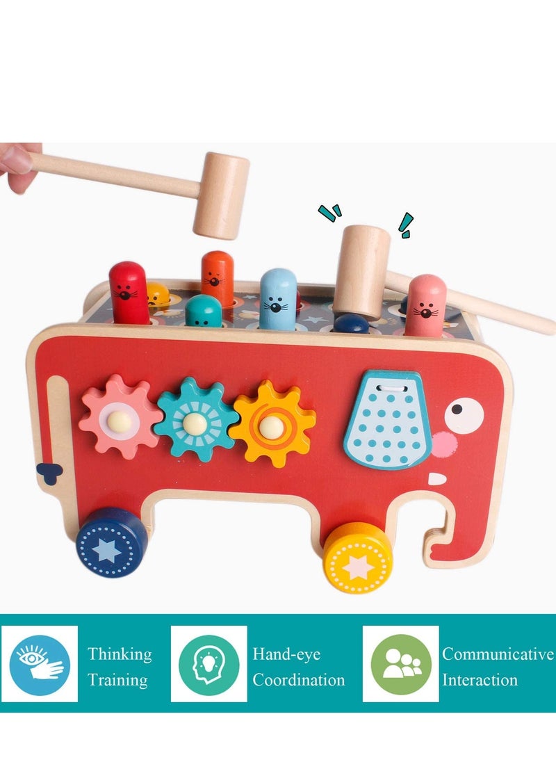MEBEGIN - Wooden Hammering and Pounding Toys For Toddlers Educational Wooden Toy for Boys Girls Birthday Gift,Whack a Mole Game for Toddlers,Xylophone Gopher, Mouse and Hamster, Gift for 3+ Years - Image 1