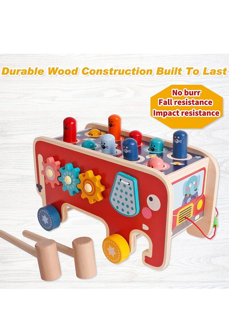MEBEGIN - Wooden Hammering and Pounding Toys For Toddlers Educational Wooden Toy for Boys Girls Birthday Gift,Whack a Mole Game for Toddlers,Xylophone Gopher, Mouse and Hamster, Gift for 3+ Years - Image 1