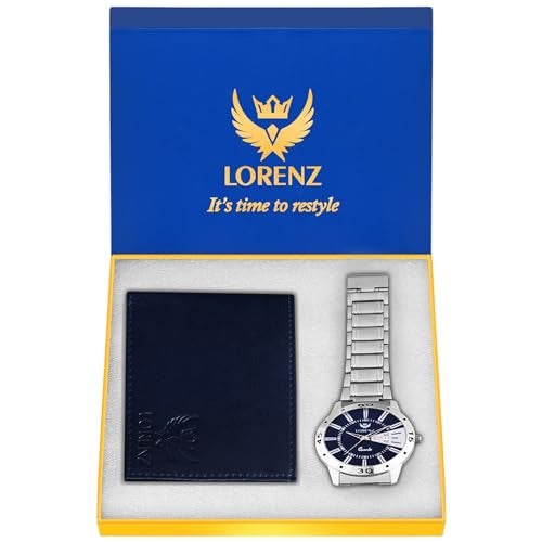 LORENZ Blue Day & Date analogue Watch And Wallet Combo For Men- Cm-1065Wl-Blu - Image 1