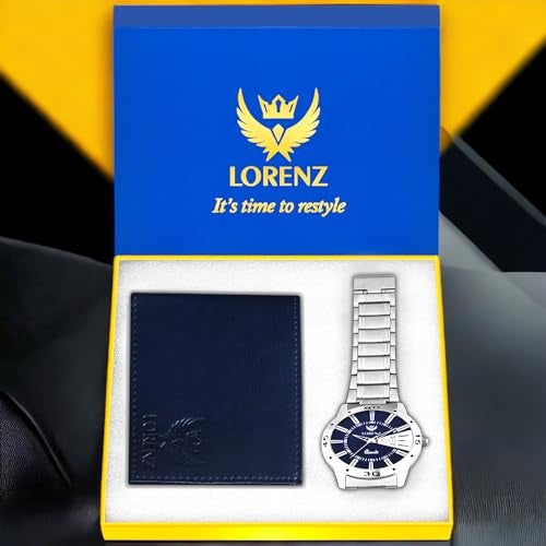 LORENZ Blue Day & Date analogue Watch And Wallet Combo For Men- Cm-1065Wl-Blu - Image 2