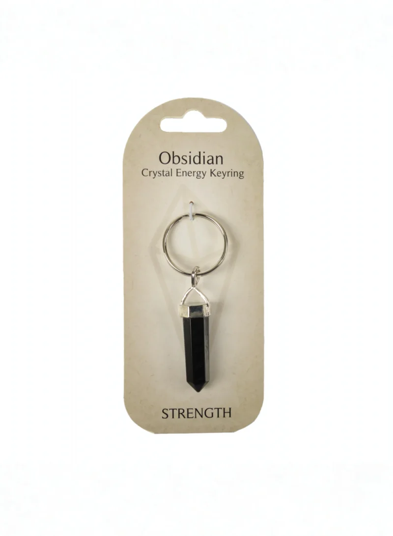 British Fossils Obsidian Crystal Energy Obsidian Keyring for Women | Best Price UAE