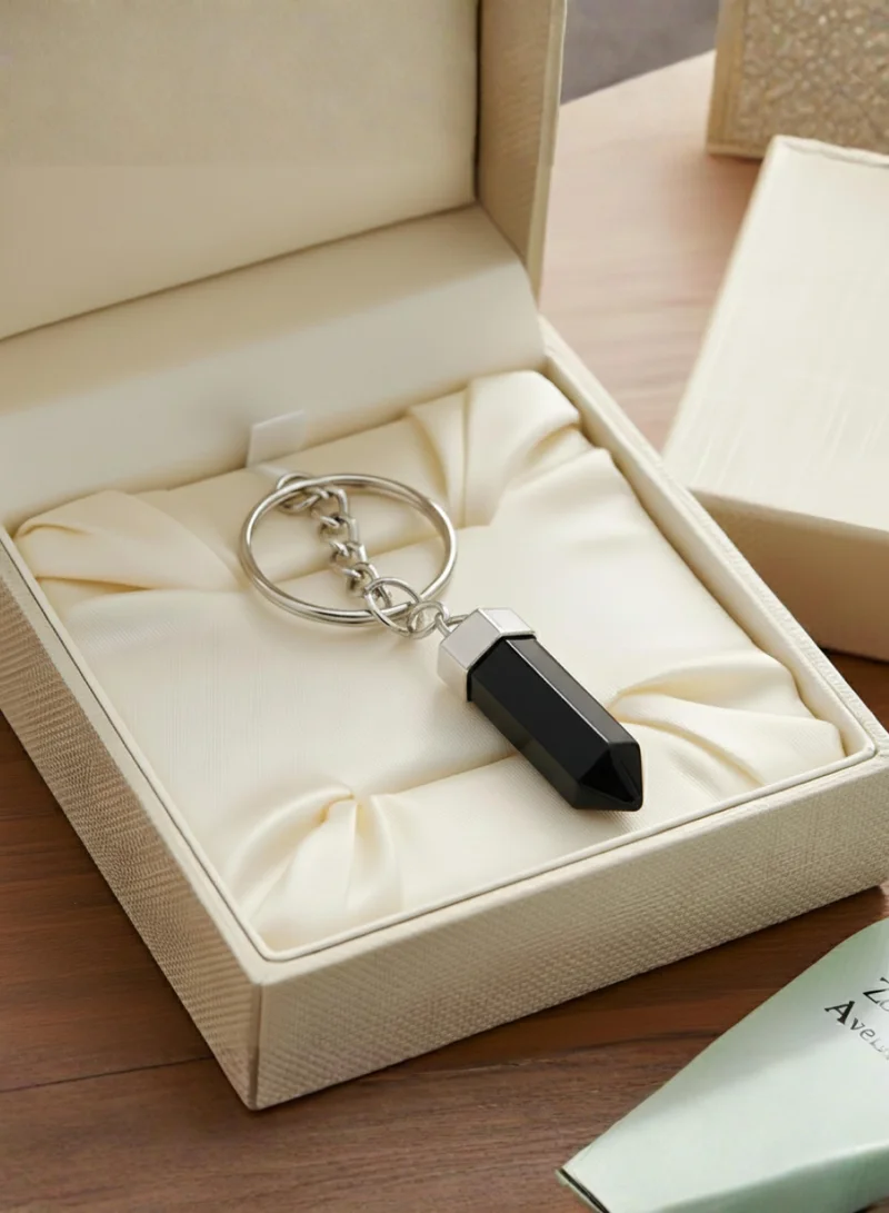 British Fossils Obsidian Crystal Energy Obsidian Keyring for Women | Best Price UAE