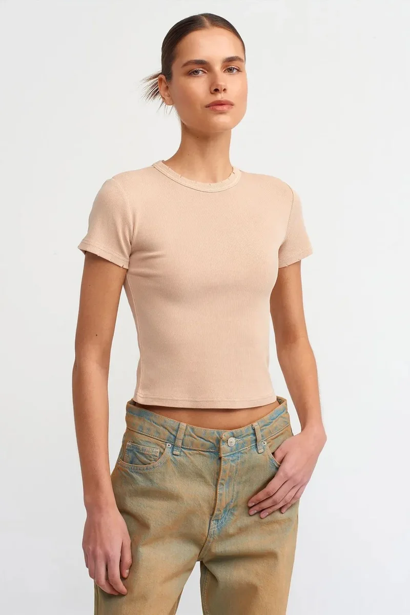 DILVIN Women's Slim Fit Crop T-Shirt