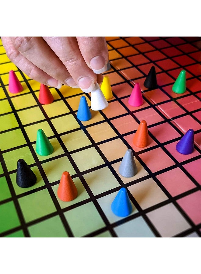 USAopoly ألوان وتلميحات - لعبة تخمين الألوان النابضة بالحياة لـ 3-10 لاعبين أعمارهم 8 سنوات فما فوق، اربط التلميحات وخمن من 480 مربع لون - Image 2