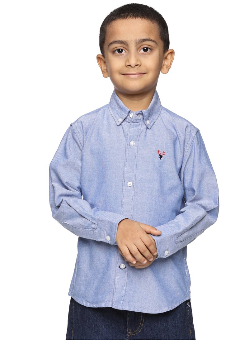 U.S. ELK Boys' Long Sleeve Oxford Dress Shirt | Kids Classic Formal Button Down Shirt | Collared Neck Cotton Shirt  - Image 1