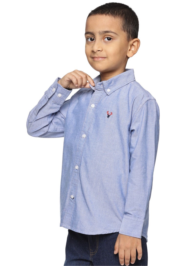 U.S. ELK Boys' Long Sleeve Oxford Dress Shirt | Kids Classic Formal Button Down Shirt | Collared Neck Cotton Shirt  - Image 2